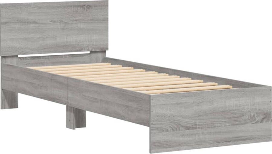 VidaXL -Bedframe-met-hoofdbord-bewerkt-hout-grijs-sonoma-75x190-cm - Foto 4