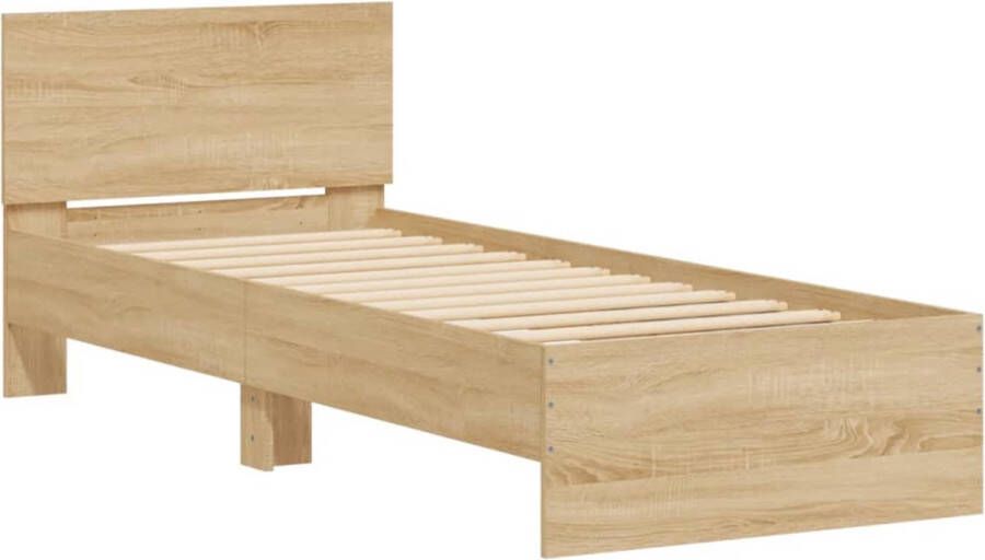 VidaXL -Bedframe-met-hoofdbord-bewerkt-hout-sonoma-eiken-75x190-cm - Foto 5