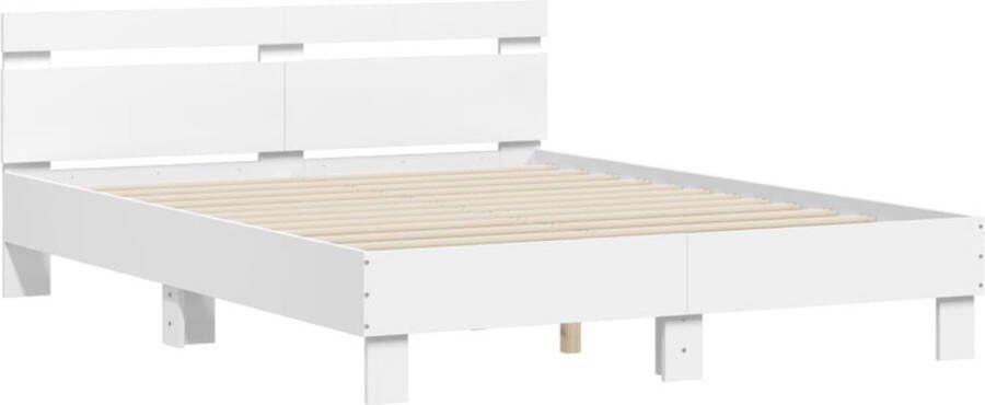 VidaXL -Bedframe-met-hoofdbord-bewerkt-hout-wit-140x200-cm - Foto 2