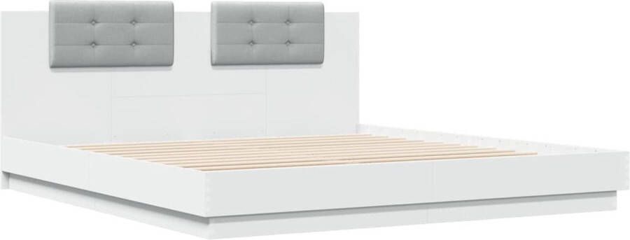 VidaXL -Bedframe-met-hoofdbord-bewerkt-hout-wit-160x200-cm - Foto 4
