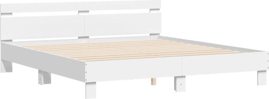 VidaXL -Bedframe-met-hoofdbord-bewerkt-hout-wit-180x200-cm - Foto 2