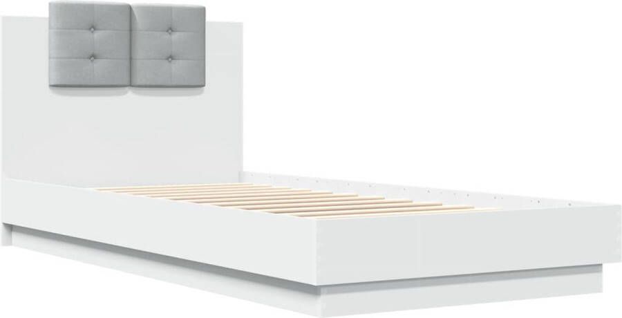 VidaXL -Bedframe-met-hoofdbord-bewerkt-hout-wit-90x200-cm - Foto 4
