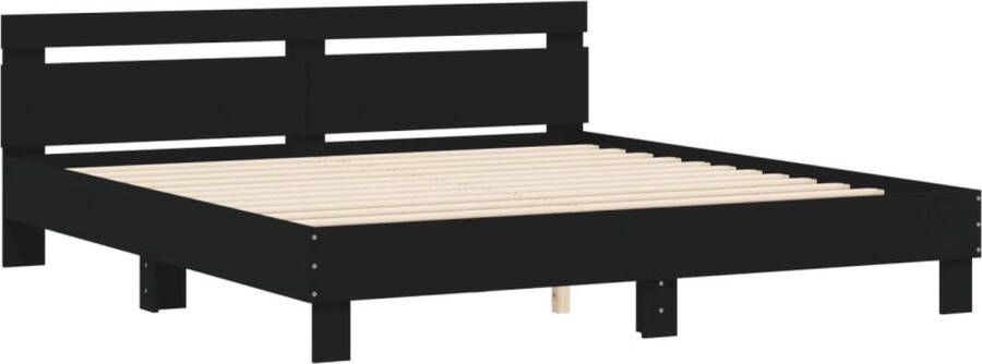 VidaXL -Bedframe-met-hoofdbord-bewerkt-hout-zwart-180x200-cm - Foto 3