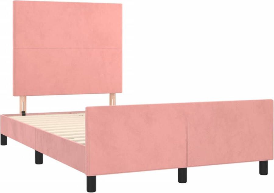 VidaXL -Bedframe-met-hoofdbord-fluweel-roze-120x190-cm - Foto 4