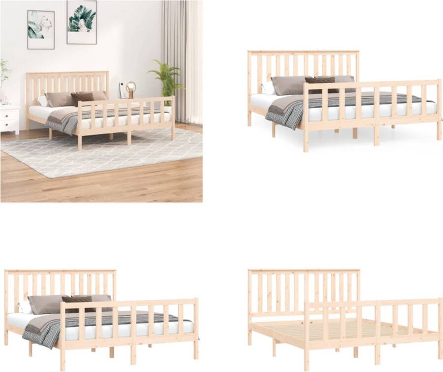 VidaXL Bedframe met hoofdbord grenenhout 150x200 cm 5FT King Size Bedframe Bedframes Tweepersoonsbed Bed