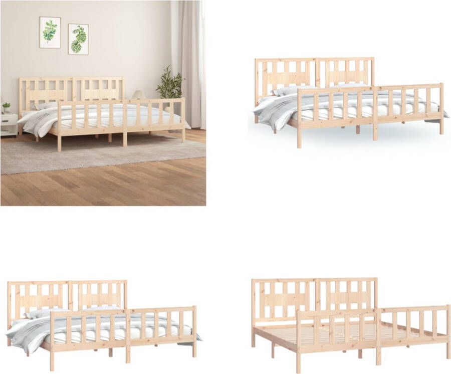 VidaXL Bedframe met hoofdbord grenenhout 180x200 cm 6FT Super King Bedframe Bedframes Bed Bedombouw