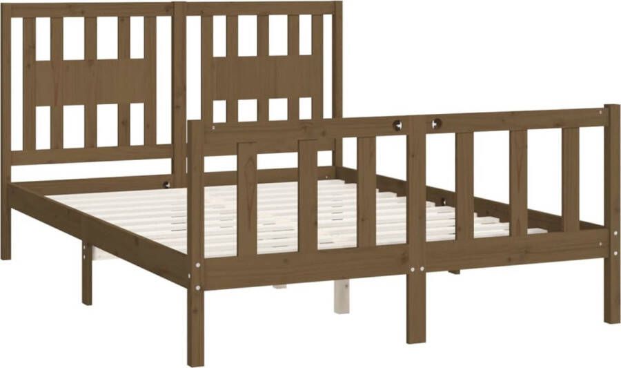 VidaXL -Bedframe-met-hoofdbord-grenenhout-honingbruin-120x200-cm - Foto 2