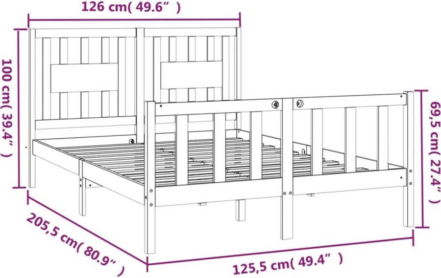 VidaXL -Bedframe-met-hoofdbord-grenenhout-honingbruin-120x200-cm