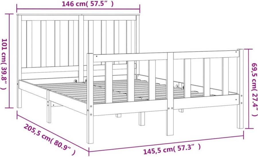 VidaXL -Bedframe-met-hoofdbord-grenenhout-honingbruin-140x200-cm