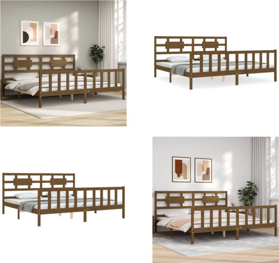 VidaXL Bedframe met hoofdbord hout honingbruin 6 FT Super King Size Bedframe Bedframes Bed Tweepersoonsbed