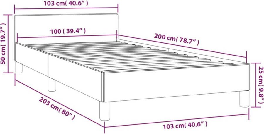 VidaXL Bedframe met hoofdeinde zonder matras 100x200 cm bruin - Foto 2