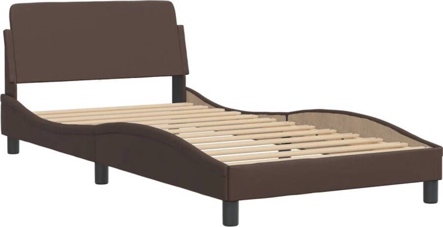 VidaXL -Bedframe-met-hoofdbord-kunstleer-bruin-100x200-cm - Foto 4