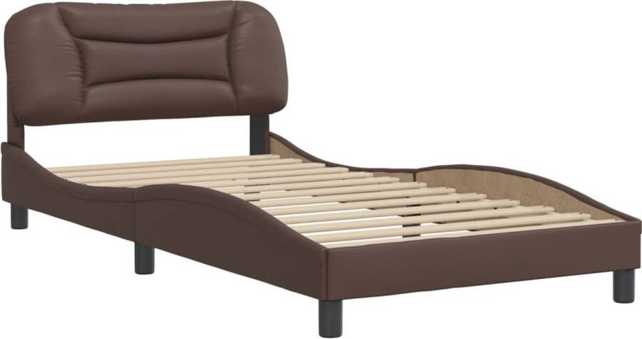 VidaXL -Bedframe-met-hoofdbord-kunstleer-bruin-100x200-cm - Foto 4