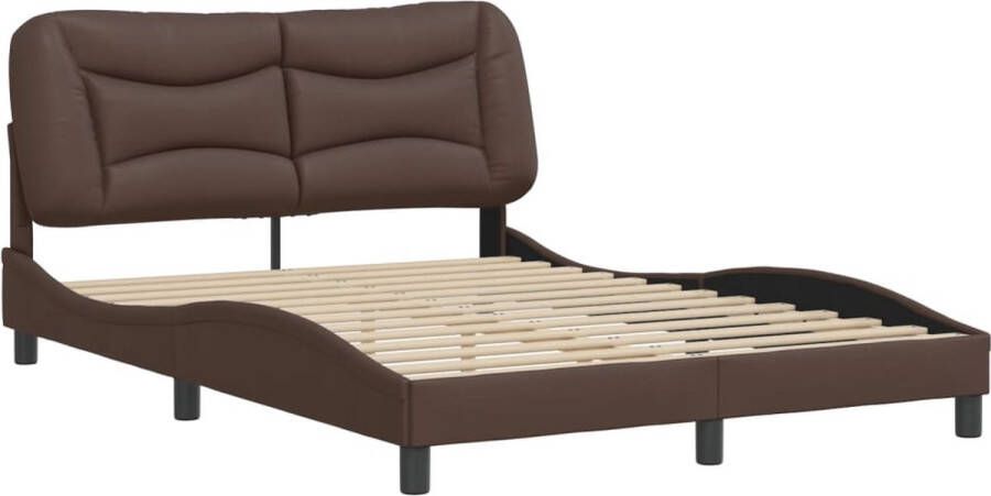 VidaXL -Bedframe-met-hoofdbord-kunstleer-bruin-120x200-cm - Foto 4