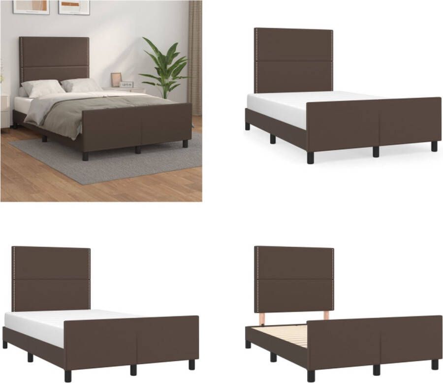 VidaXL Bedframe met hoofdbord kunstleer bruin 120x200 cm Bedframe Met Hoofdbord Bedframes Met Hoofdborden Bedframe Bed