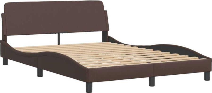 VidaXL -Bedframe-met-hoofdbord-kunstleer-bruin-140x200-cm - Foto 5