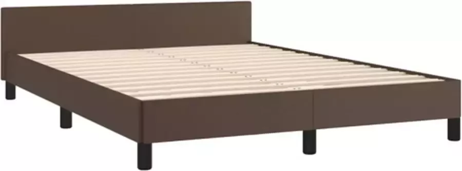 VidaXL -Bedframe-met-hoofdbord-kunstleer-bruin-140x200-cm - Foto 3