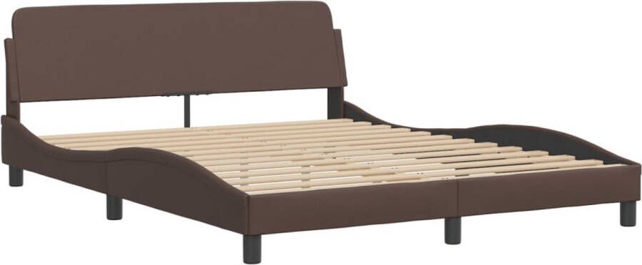 VidaXL -Bedframe-met-hoofdbord-kunstleer-bruin-160x200-cm - Foto 4