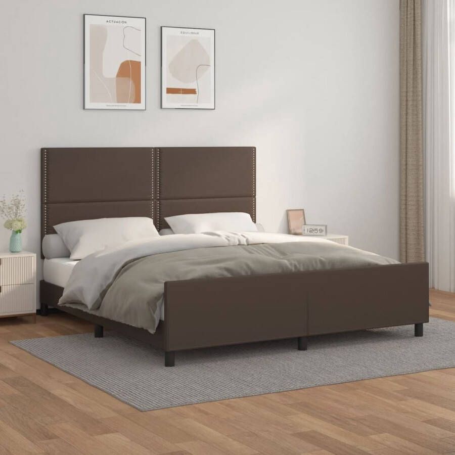 VIDAXL Bedframe met hoofdbord kunstleer bruin 160x200 cm