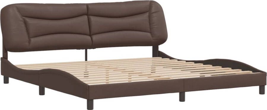 VidaXL -Bedframe-met-hoofdbord-kunstleer-bruin-200x200-cm - Foto 3