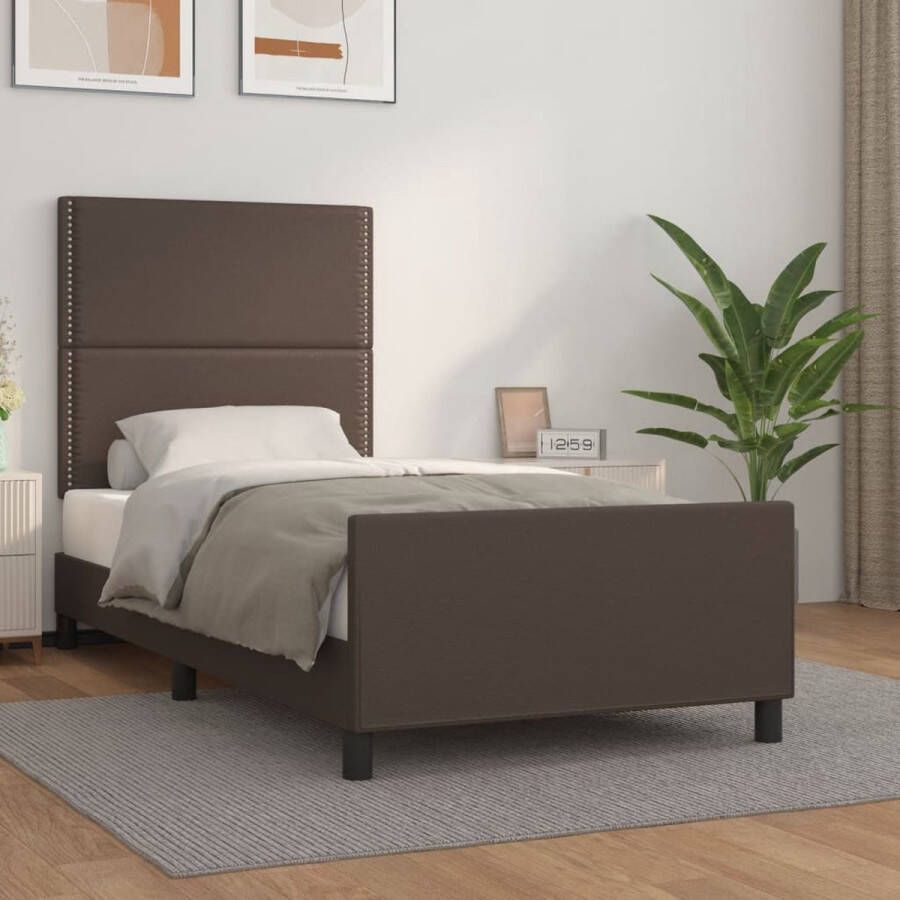 VidaXL Bedframe zonder matras Hvar kunstleer bruin 90x190 cm - Foto 4