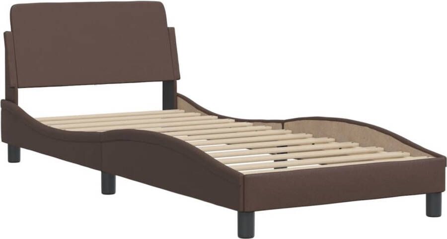 VidaXL -Bedframe-met-hoofdbord-kunstleer-bruin-90x190-cm - Foto 4