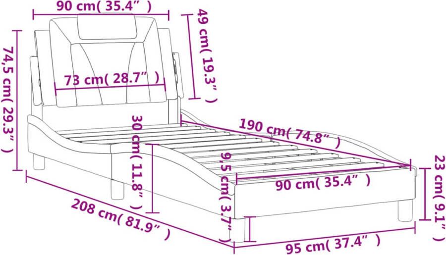 VidaXL Bedframe Viana zonder matras kunstleer bruin 90x190 cm - Foto 6