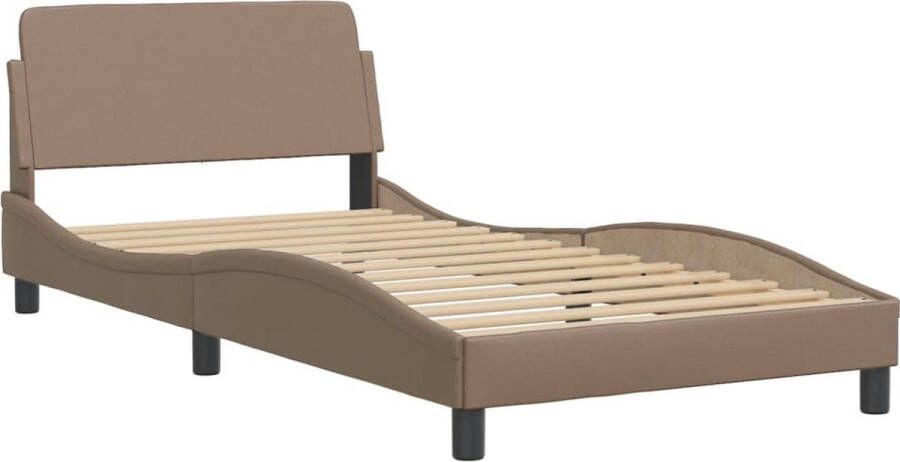 VidaXL -Bedframe-met-hoofdbord-kunstleer-cappuccinokleurig-100x200-cm - Foto 4