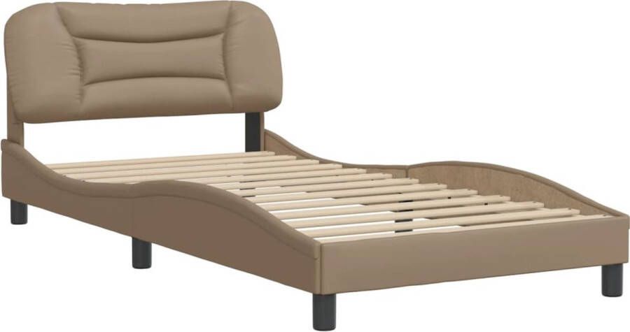 VidaXL -Bedframe-met-hoofdbord-kunstleer-cappuccinokleurig-100x200-cm - Foto 4