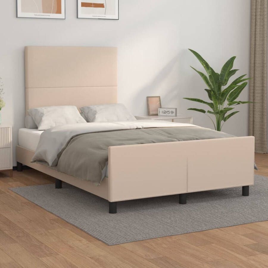 VidaXL -Bedframe-met-hoofdbord-kunstleer-cappuccinokleurig-120x200-cm - Foto 3