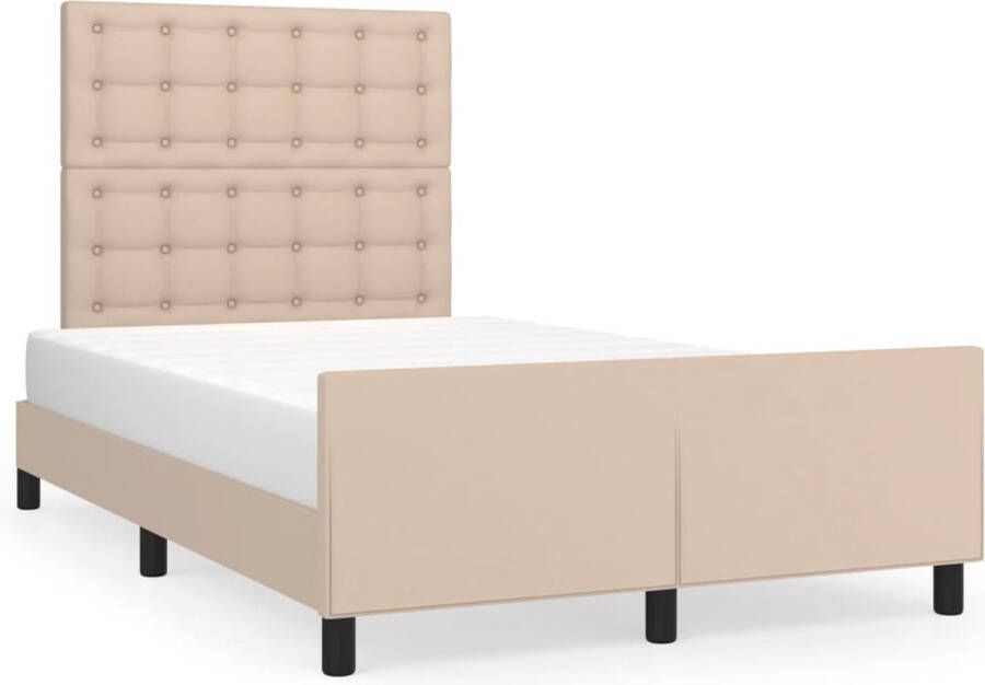 VidaXL -Bedframe-met-hoofdbord-kunstleer-cappuccinokleurig-120x200-cm - Foto 3