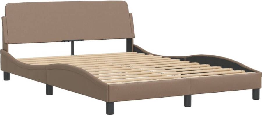 VidaXL -Bedframe-met-hoofdbord-kunstleer-cappuccinokleurig-120x200-cm - Foto 4