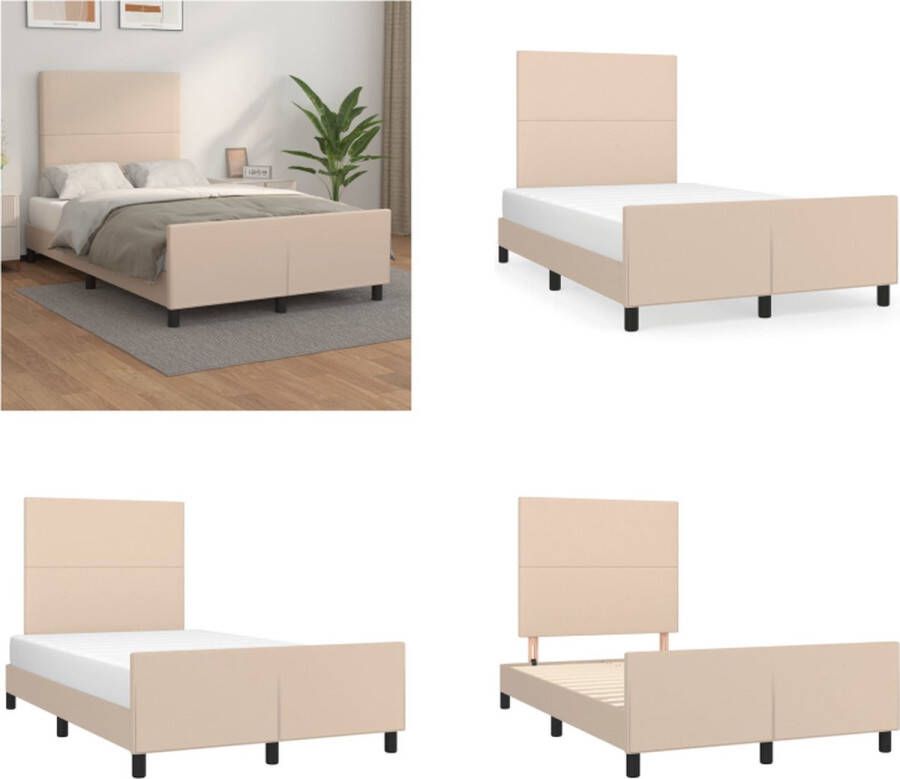 VidaXL Bedframe met hoofdbord kunstleer cappuccinokleurig 120x200 cm Bedframe Met Hoofdbord Bedframes Met Hoofdborden Bedframe Bed