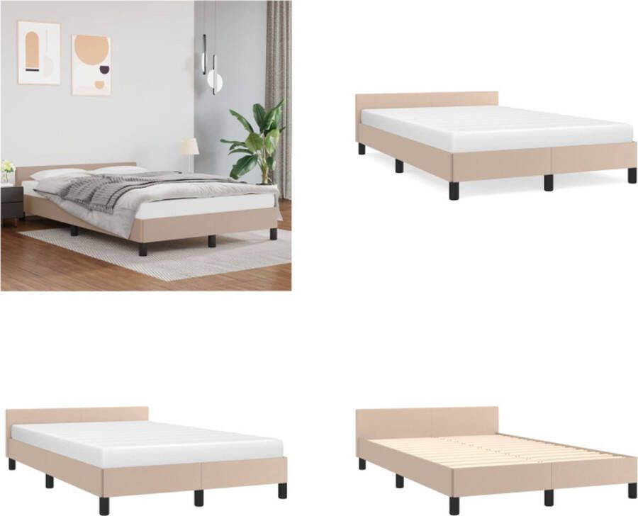 VidaXL Bedframe met hoofdbord kunstleer cappuccinokleurig 120x200 cm Bedframe Met Hoofdbord Bedframes Met Hoofdborden Bedframe Bed - Foto 2
