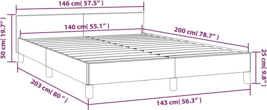 VidaXL -Bedframe-met-hoofdbord-kunstleer-cappuccinokleurig-140x200-cm - Foto 3