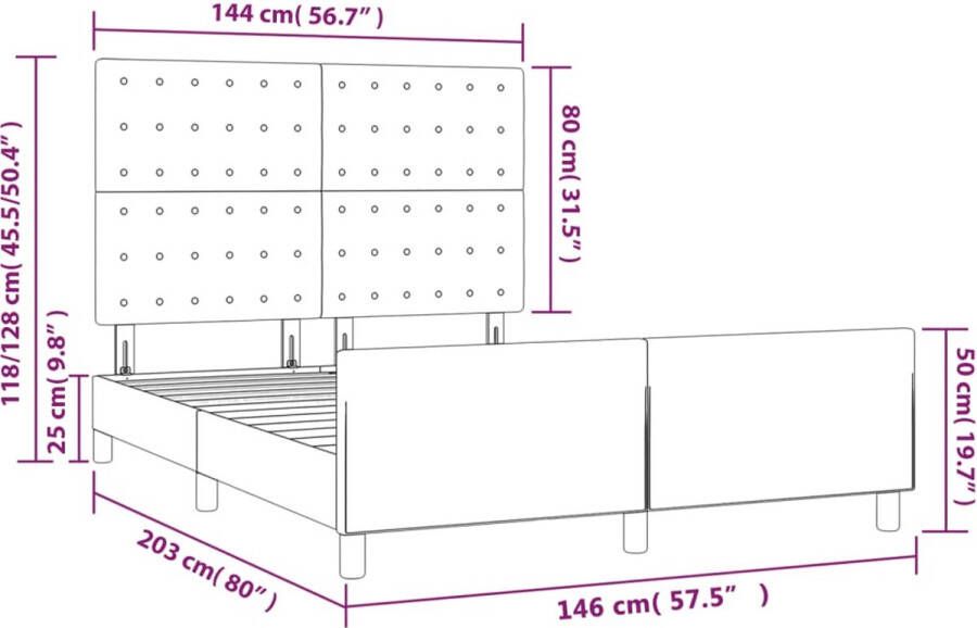 VidaXL -Bedframe-met-hoofdbord-kunstleer-cappuccinokleurig-140x200-cm - Foto 3