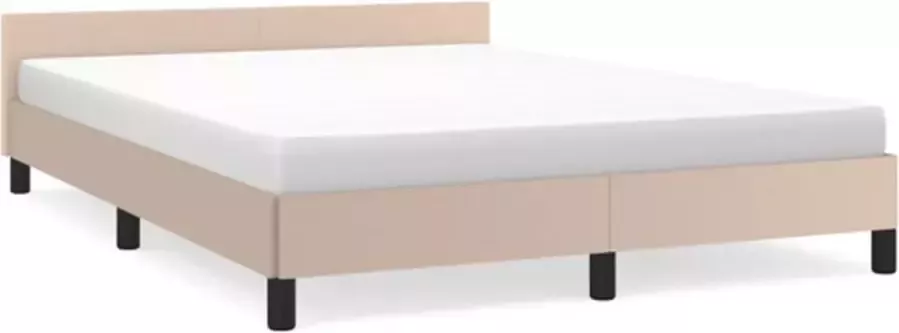 VidaXL -Bedframe-met-hoofdbord-kunstleer-cappuccinokleurig-140x200-cm - Foto 4