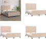 VidaXL Bedframe met hoofdbord kunstleer cappuccinokleurig 140x200 cm Bedframe Met Hoofdbord Bedframes Met Hoofdborden Bedframe Bed - Thumbnail 1