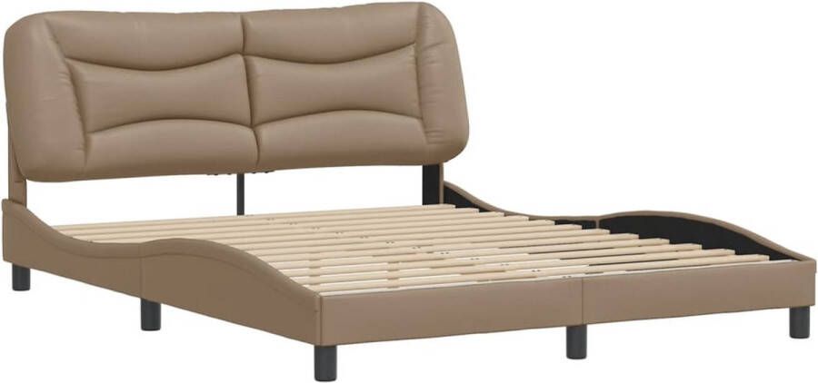 VidaXL -Bedframe-met-hoofdbord-kunstleer-cappuccinokleurig-160x200-cm - Foto 4