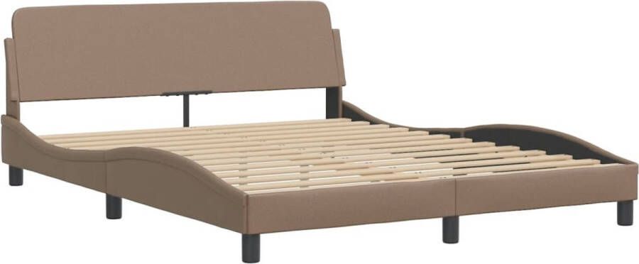 VidaXL -Bedframe-met-hoofdbord-kunstleer-cappuccinokleurig-160x200-cm - Foto 5