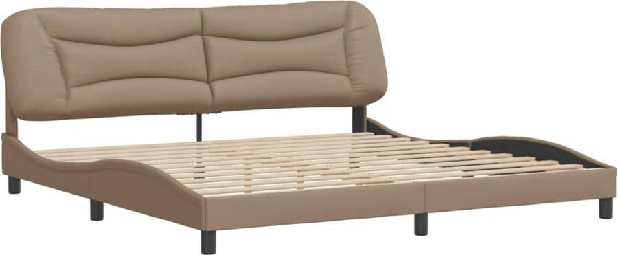 VidaXL Bedframe zonder matras Hvar kunstleer cappuccinokleurig 200x200 cm - Foto 4
