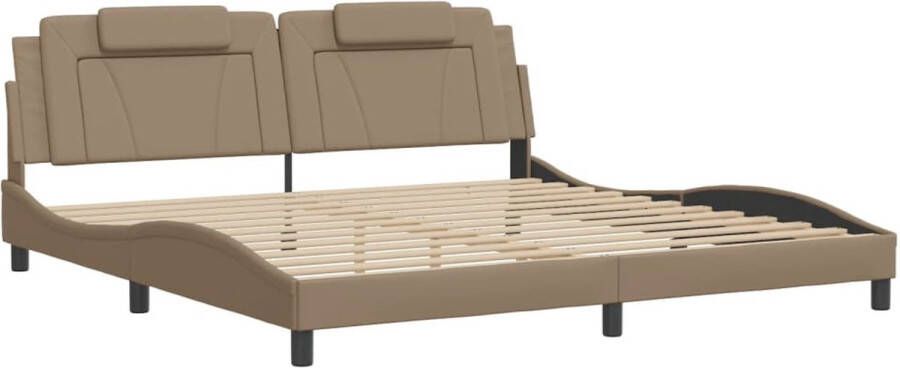 VidaXL Bedframe Viana zonder matras kunstleer cappuccinokleurig 200x200 cm - Foto 8