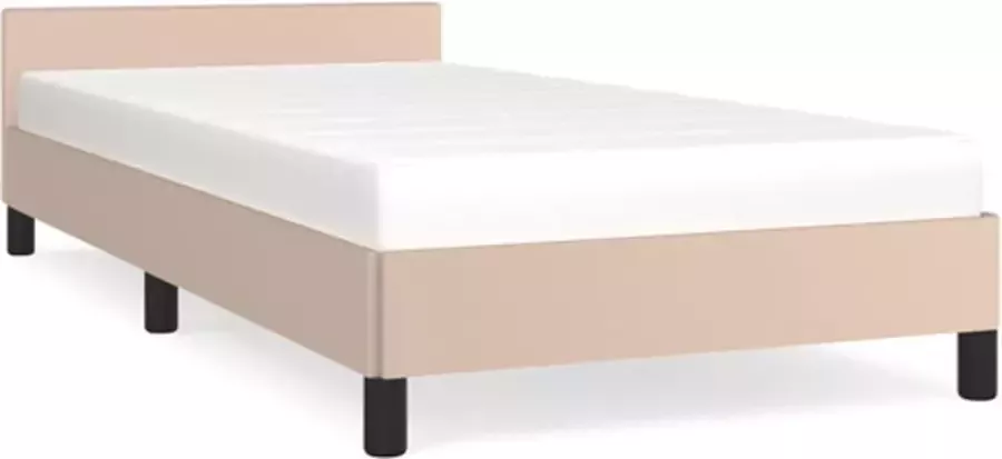VidaXL -Bedframe-met-hoofdbord-kunstleer-cappuccinokleurig-90x200-cm - Foto 3