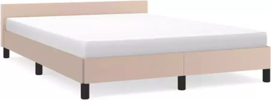 VidaXL -Bedframe-met-hoofdbord-kunstleer-cappucinnokleurig-140x190-cm - Foto 3