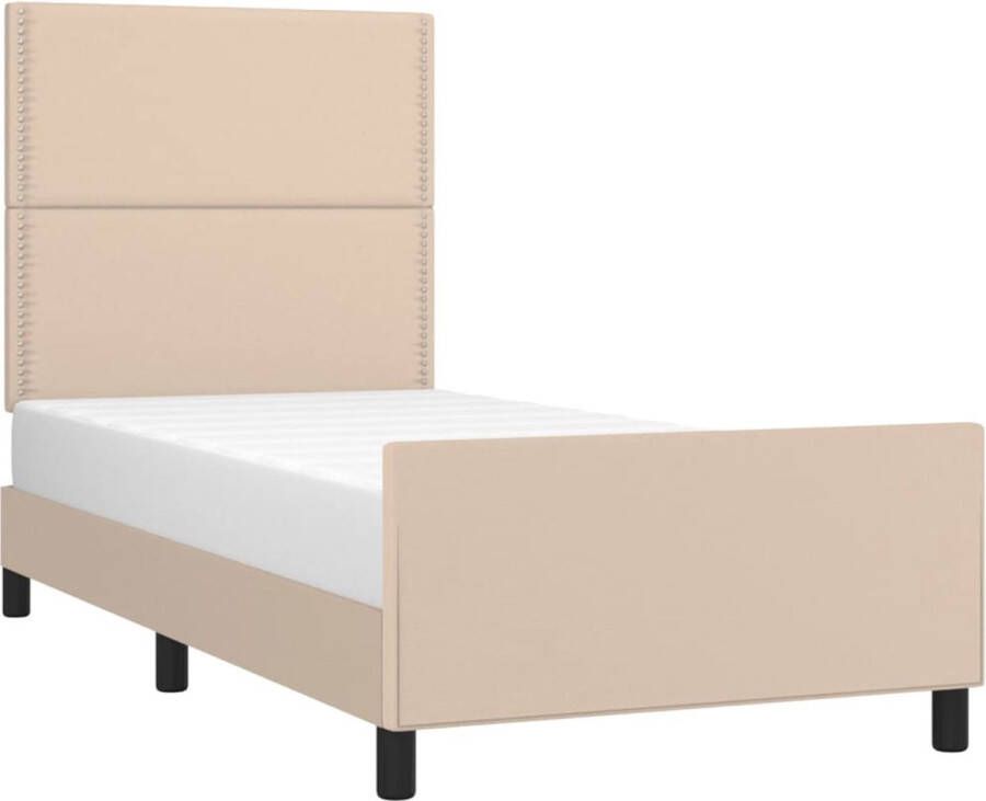 VidaXL -Bedframe-met-hoofdbord-kunstleer-cappucinnokleurig-80x200-cm - Foto 4