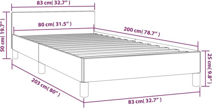 VidaXL -Bedframe-met-hoofdbord-kunstleer-cappucinnokleurig-80x200-cm - Foto 2