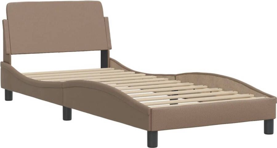 VidaXL -Bedframe-met-hoofdbord-kunstleer-cappucinnokleurig-80x200-cm - Foto 4