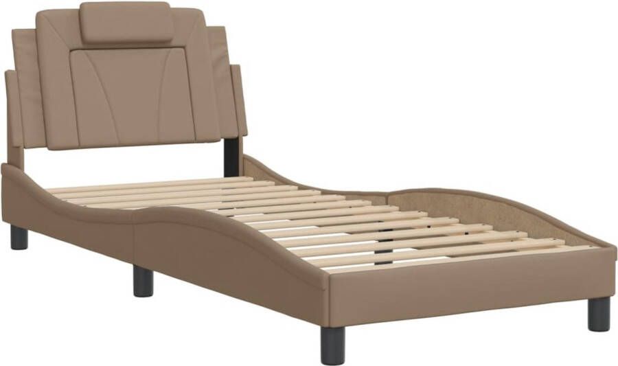 VidaXL Bedframe Viana zonder matras kunstleer cappucinnokleurig 80x200 cm - Foto 5