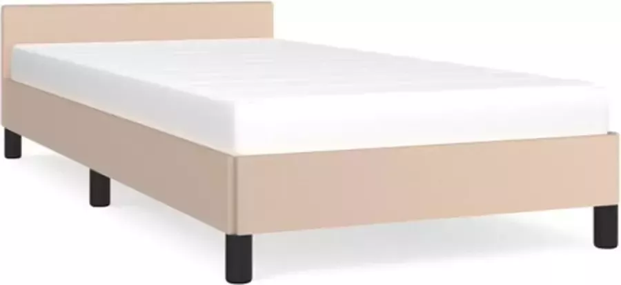 VidaXL -Bedframe-met-hoofdbord-kunstleer-cappucinnokleurig-80x200-cm - Foto 3