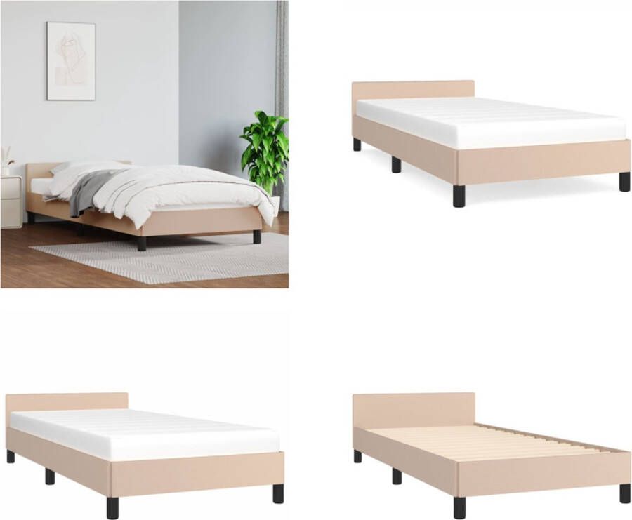 VidaXL Bedframe met hoofdbord kunstleer cappucinnokleurig 80x200 cm Bedframe Bedframes Bed Slaapmeubel